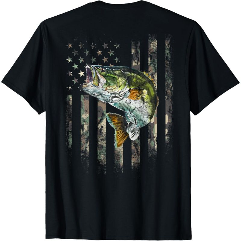 American Flag Bass Fishing T-Shirt