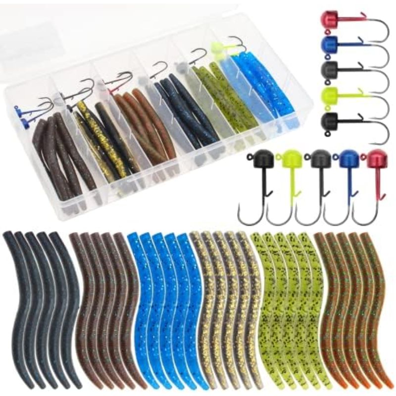 Carolina Rigged Senko Worms 133Pcs Fishing Soft Bait Plastic Bass Fishing Lures Soft Plastic Worms Rig