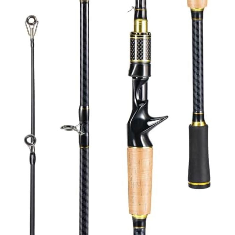Sougayilang Fishing Rod Carbon Glass Fiber Composite Spinning and Casting Rod 2 Piece for Travel Fishing